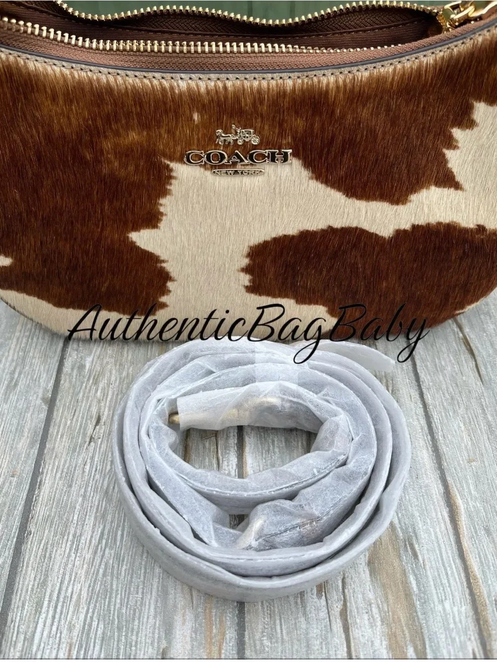 Coach Teri Shoulder Bag In Haircalf With Cow Print Purse